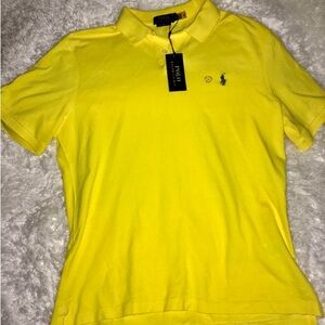 Ralph Lauren Polo Canary Yellow Polo Shirt sz Large Short Sleeves Mens